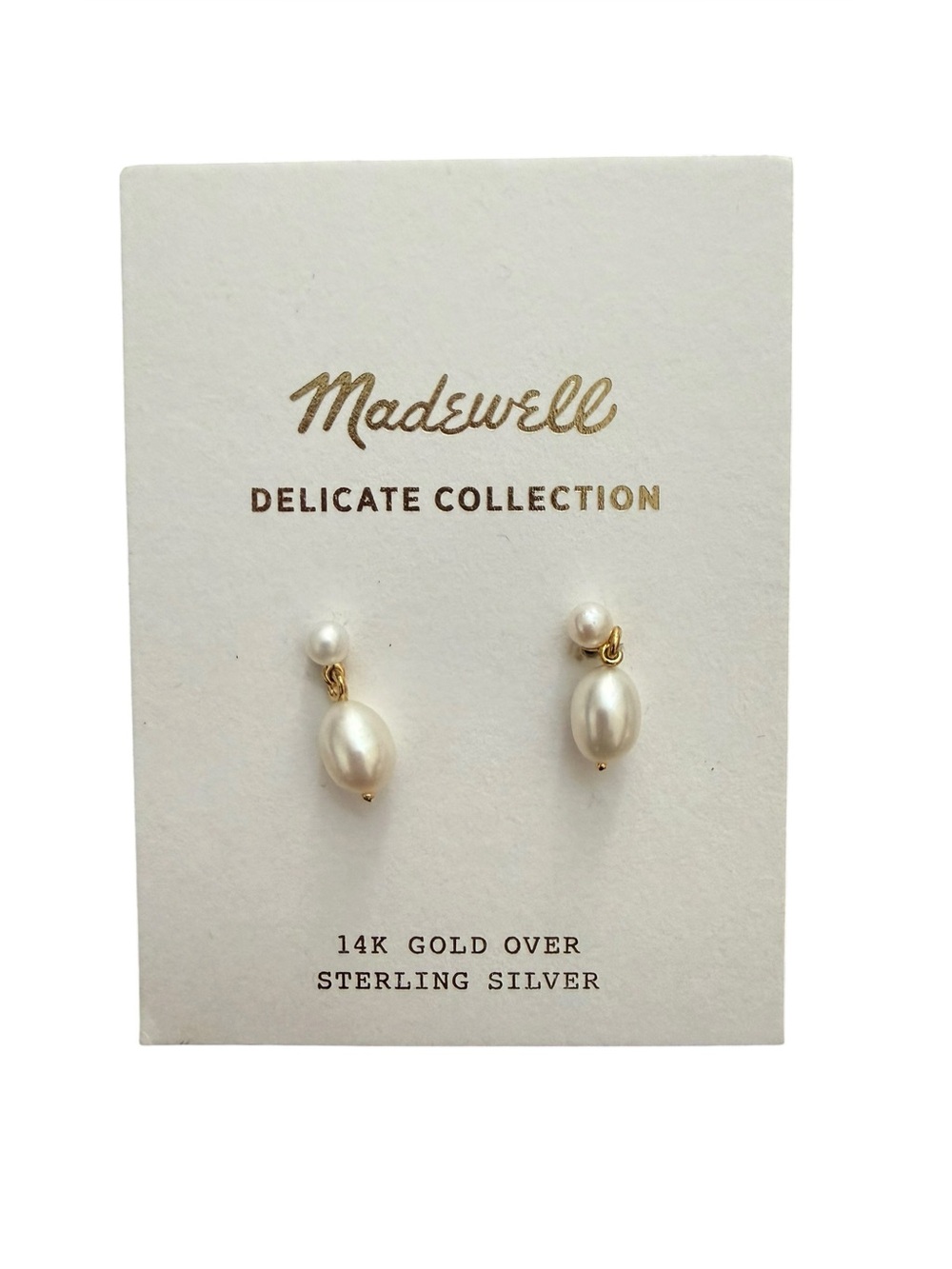NWT Madewell Gold & Cream Pearl Drop Earrings